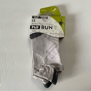 Smartwool Grey PhD Run Light Elite Cushion Ankle Socks Size L